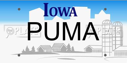 PUMA Iowa License Plate
