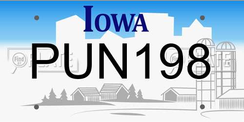 PUN198 Iowa License Plate