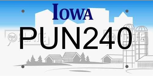 PUN240 Iowa License Plate
