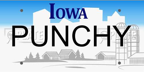 PUNCHY Iowa License Plate
