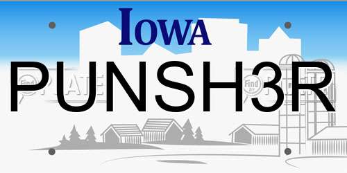 PUNSH3R Iowa License Plate