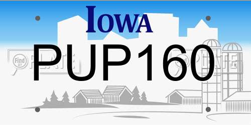 PUP160 Iowa License Plate