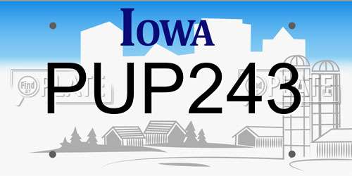 PUP243 Iowa License Plate