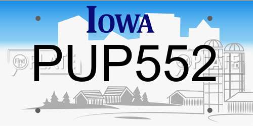 PUP552 Iowa License Plate