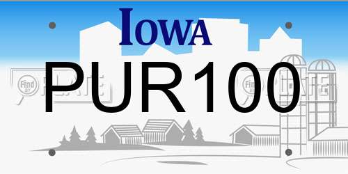 PUR100 Iowa License Plate