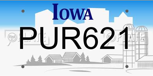 PUR621 Iowa License Plate