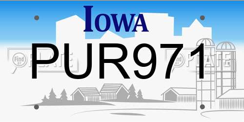 PUR971 Iowa License Plate