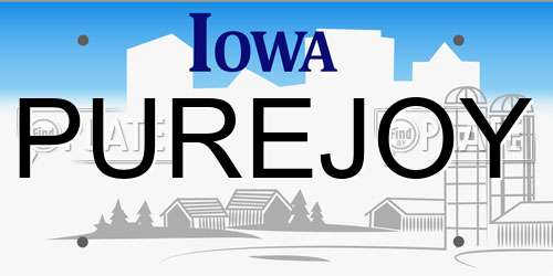 PUREJOY Iowa License Plate