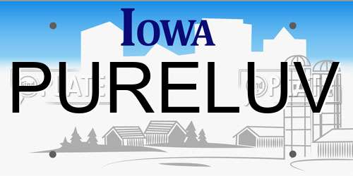 PURELUV Iowa License Plate