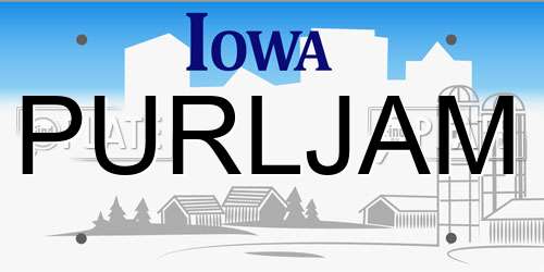 PURLJAM Iowa License Plate