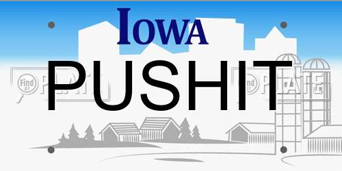 PUSHIT Iowa License Plate