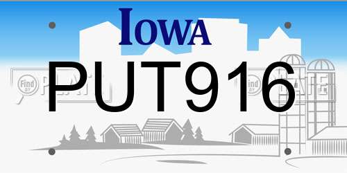 PUT916 Iowa License Plate
