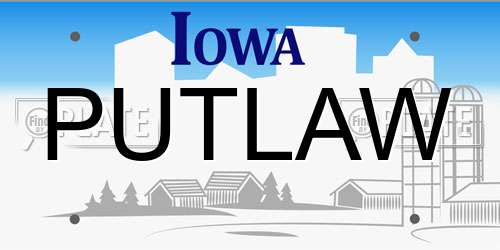 PUTLAW Iowa License Plate