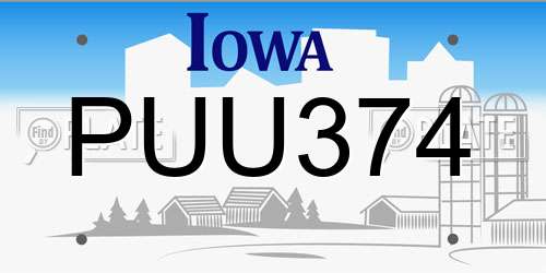 PUU374 Iowa License Plate