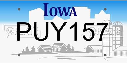 PUY157 Iowa License Plate