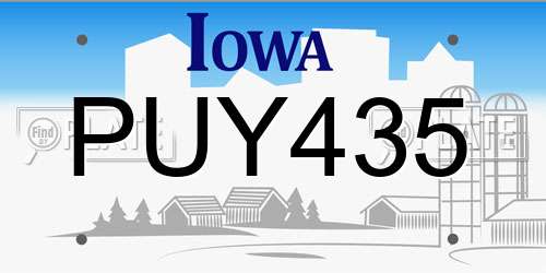 PUY435 Iowa License Plate
