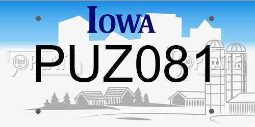 PUZ081 Iowa License Plate