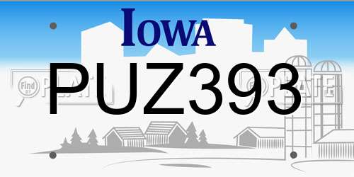 PUZ393 Iowa License Plate