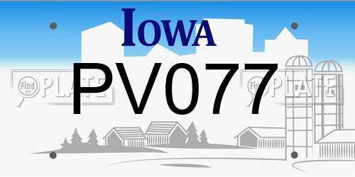 PV077 Iowa License Plate