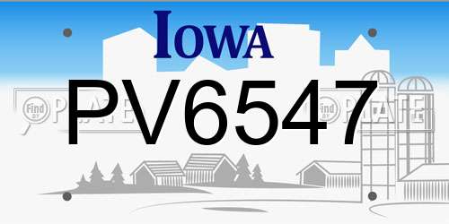PV6547 Iowa License Plate