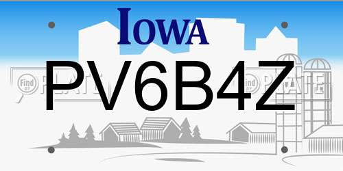 PV6B4Z Iowa License Plate
