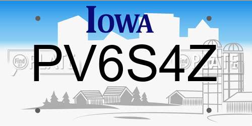 PV6S4Z Iowa License Plate