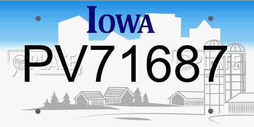 PV71687 Iowa License Plate