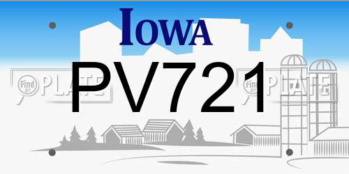 PV721 Iowa License Plate