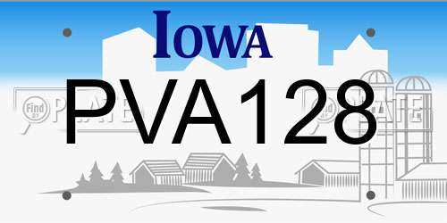 PVA128 Iowa License Plate
