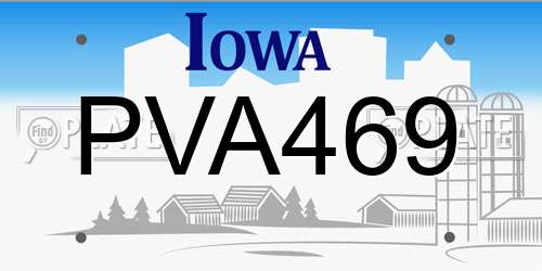 PVA469 Iowa License Plate