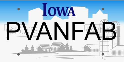 PVANFAB Iowa License Plate
