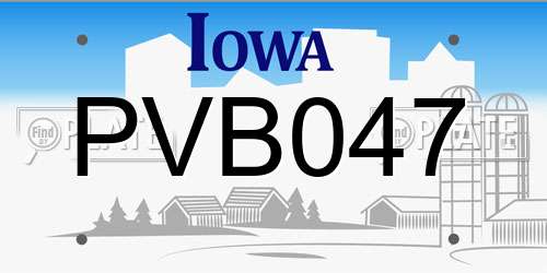 PVB047 Iowa License Plate