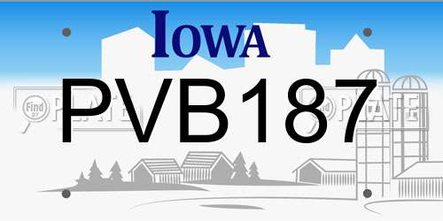 PVB187 Iowa License Plate