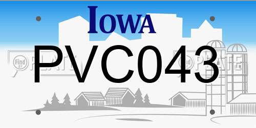 PVC043 Iowa License Plate