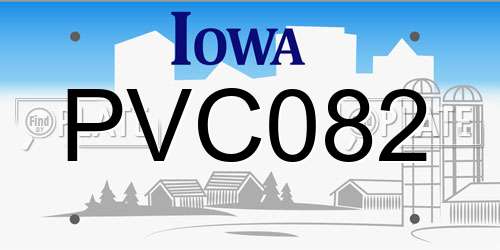 PVC082 Iowa License Plate