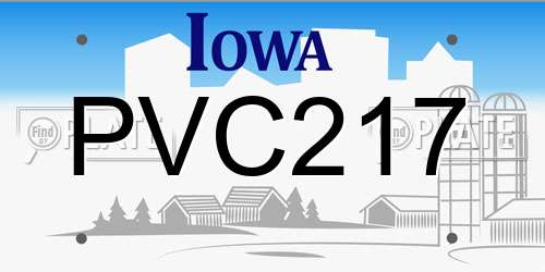PVC217 Iowa License Plate