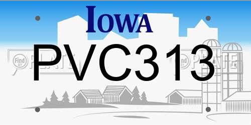 PVC313 Iowa License Plate