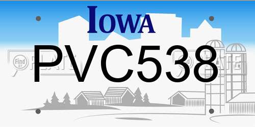 PVC538 Iowa License Plate