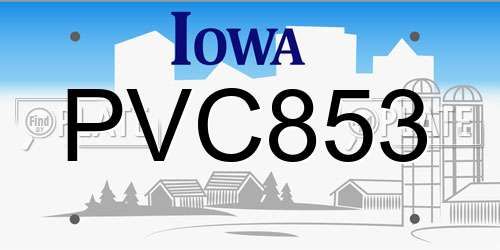 PVC853 Iowa License Plate