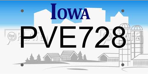 PVE728 Iowa License Plate