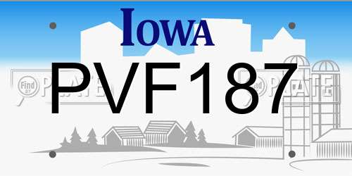 PVF187 Iowa License Plate