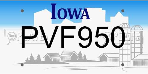PVF950 Iowa License Plate