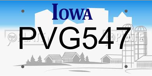 PVG547 Iowa License Plate