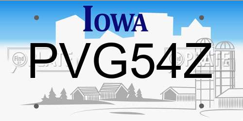 PVG54Z Iowa License Plate