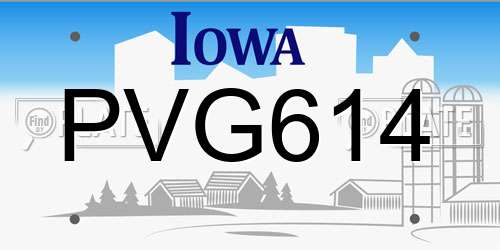 PVG614 Iowa License Plate