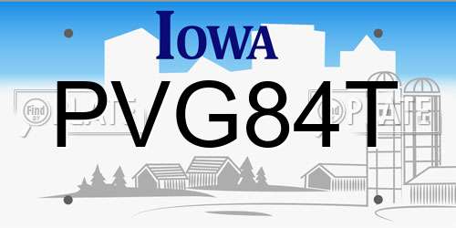 PVG84T Iowa License Plate