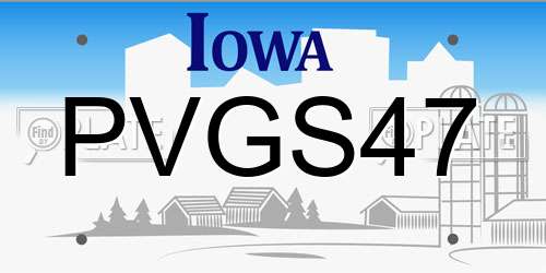 PVGS47 Iowa License Plate