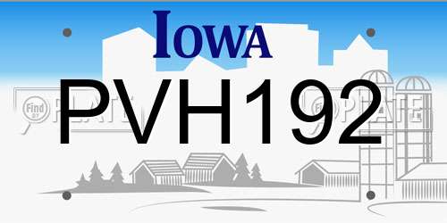 PVH192 Iowa License Plate