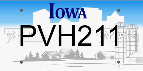 PVH211 Iowa License Plate