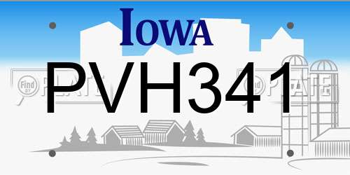 PVH341 Iowa License Plate